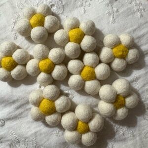White and Yellow Felt Flower Decor